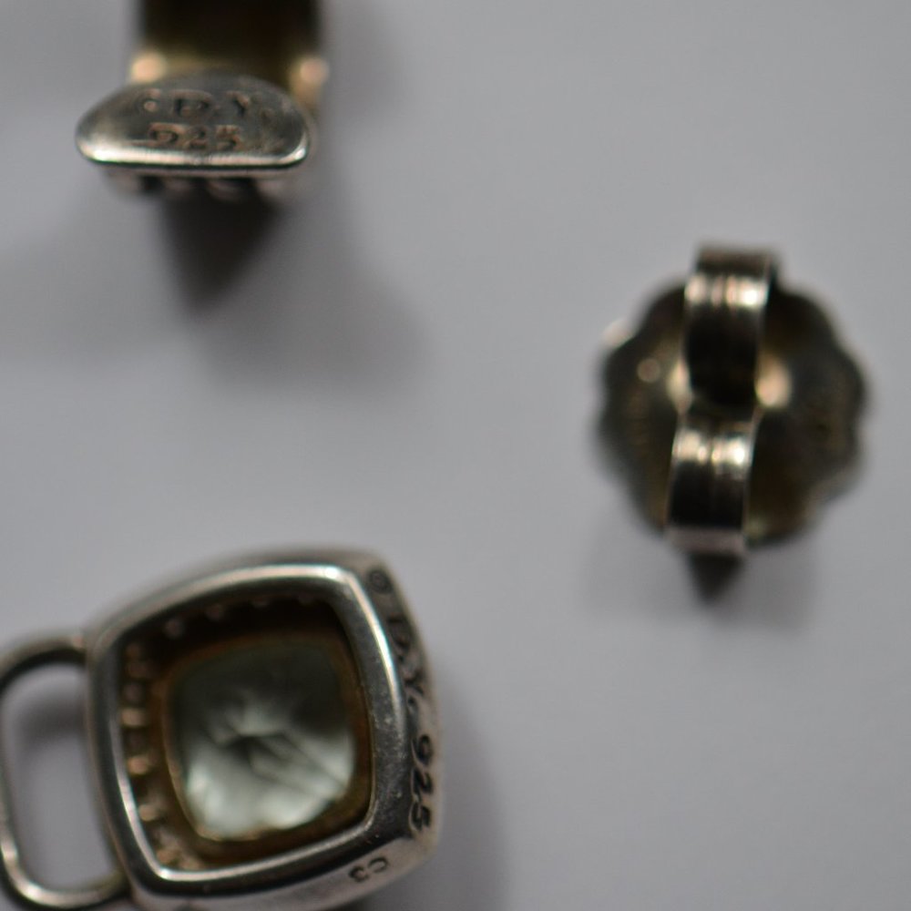 David Yurman Wheaton Prasiolite / Diamond Earrings - Picture 3 of 4